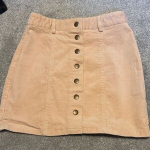 Corduroy Button-Front Peach Skirt